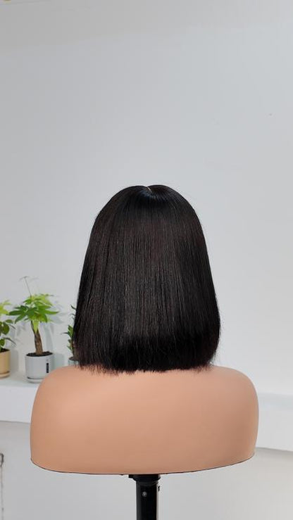 Worry Freeshop 10 inch 2x6 lace straight bob human hair wig back view