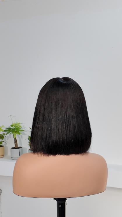 Worry Freeshop 10 inch 2x6 lace straight bob human hair wig back view