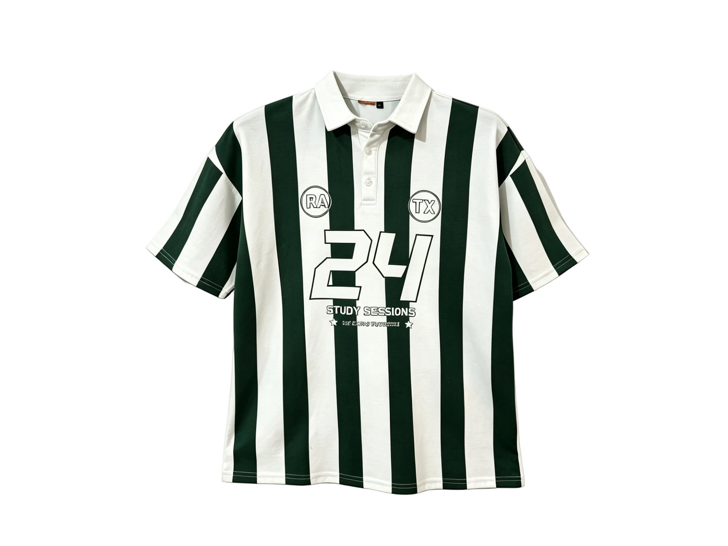 Wholesale Green White Striped Short Sleeve Polo Shirt