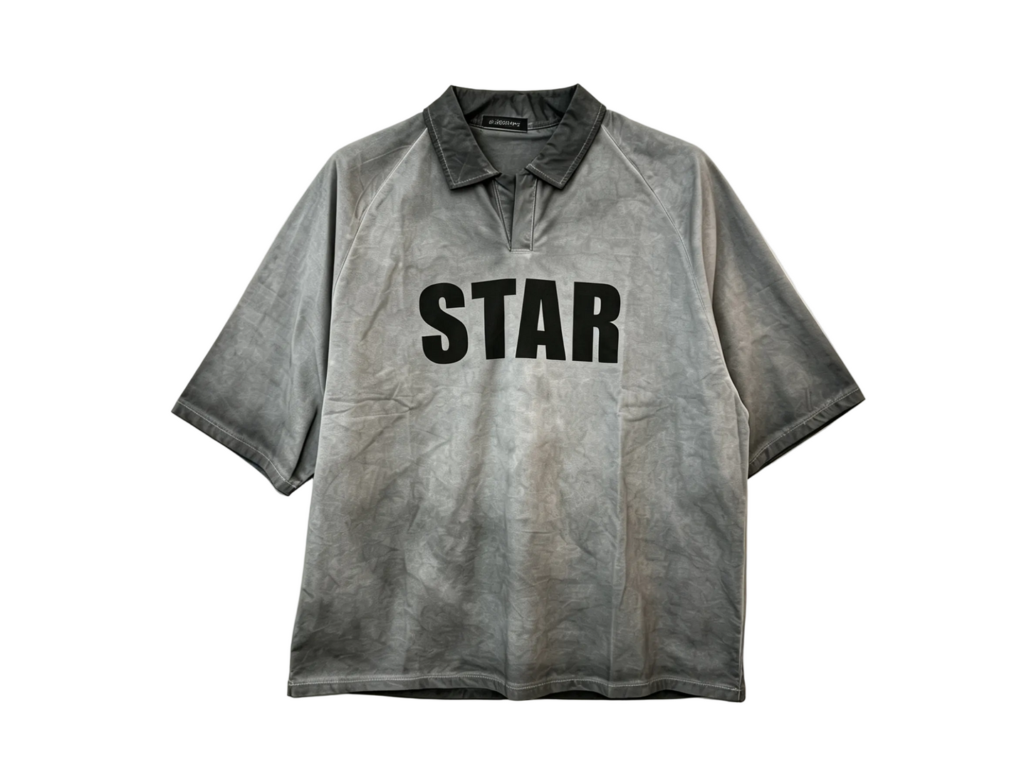 Wholesale Oversized Acid Wash Star Print Polo Shirt