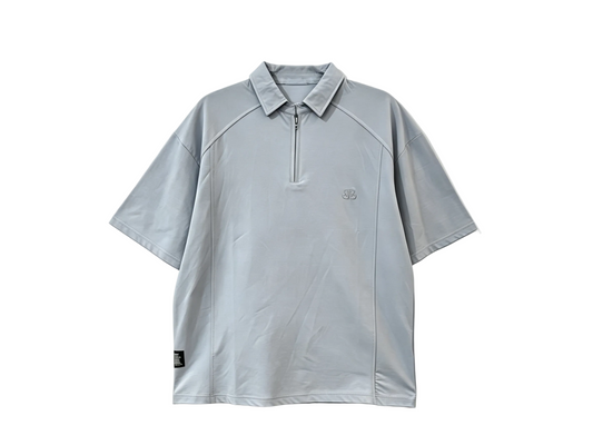 Men’s Light Gray Half-Zip Short Sleeve Polo Shirt