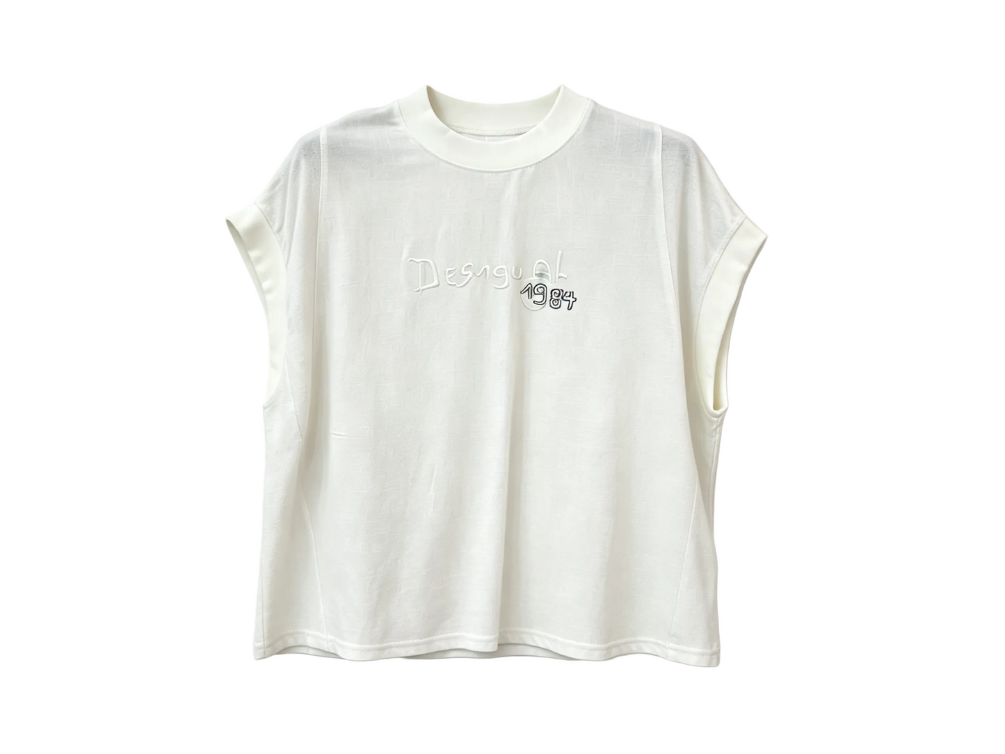 Wholesale Women’s Textured Sleeveless Mock Neck Embroidered Top