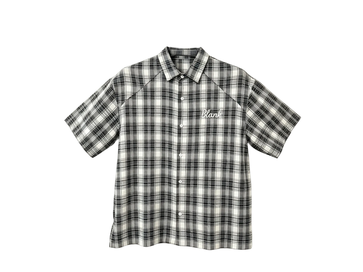 Wholesale Black and White Plaid Short Sleeve Button-Up Shirt