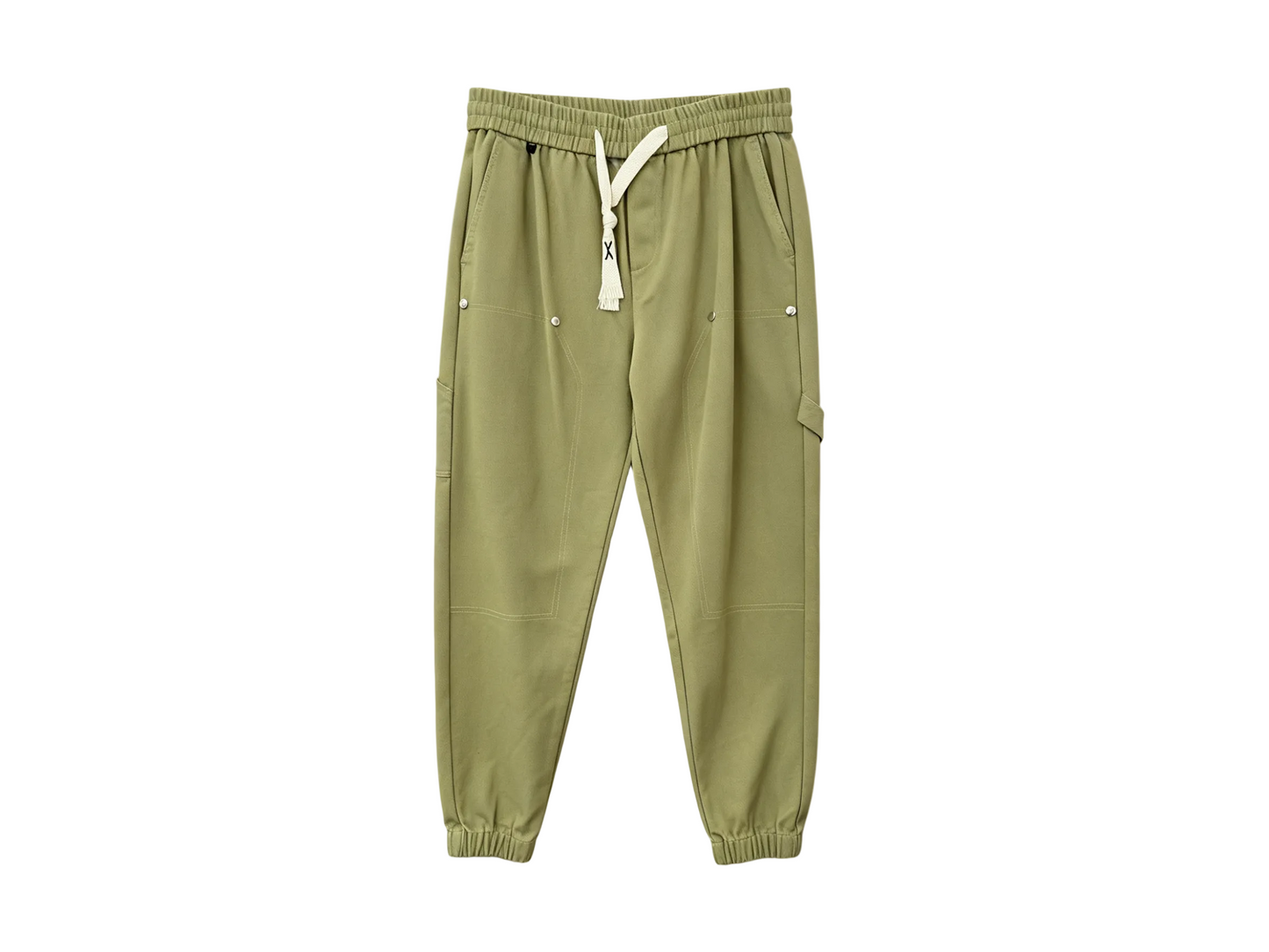Men’s Olive Green Cargo Jogger Pants with Elastic Waist