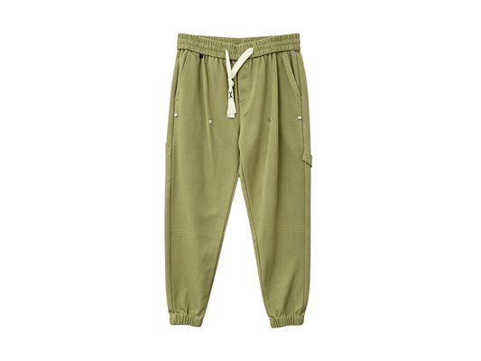 Men’s Olive Green Cargo Jogger Pants with Elastic Waist