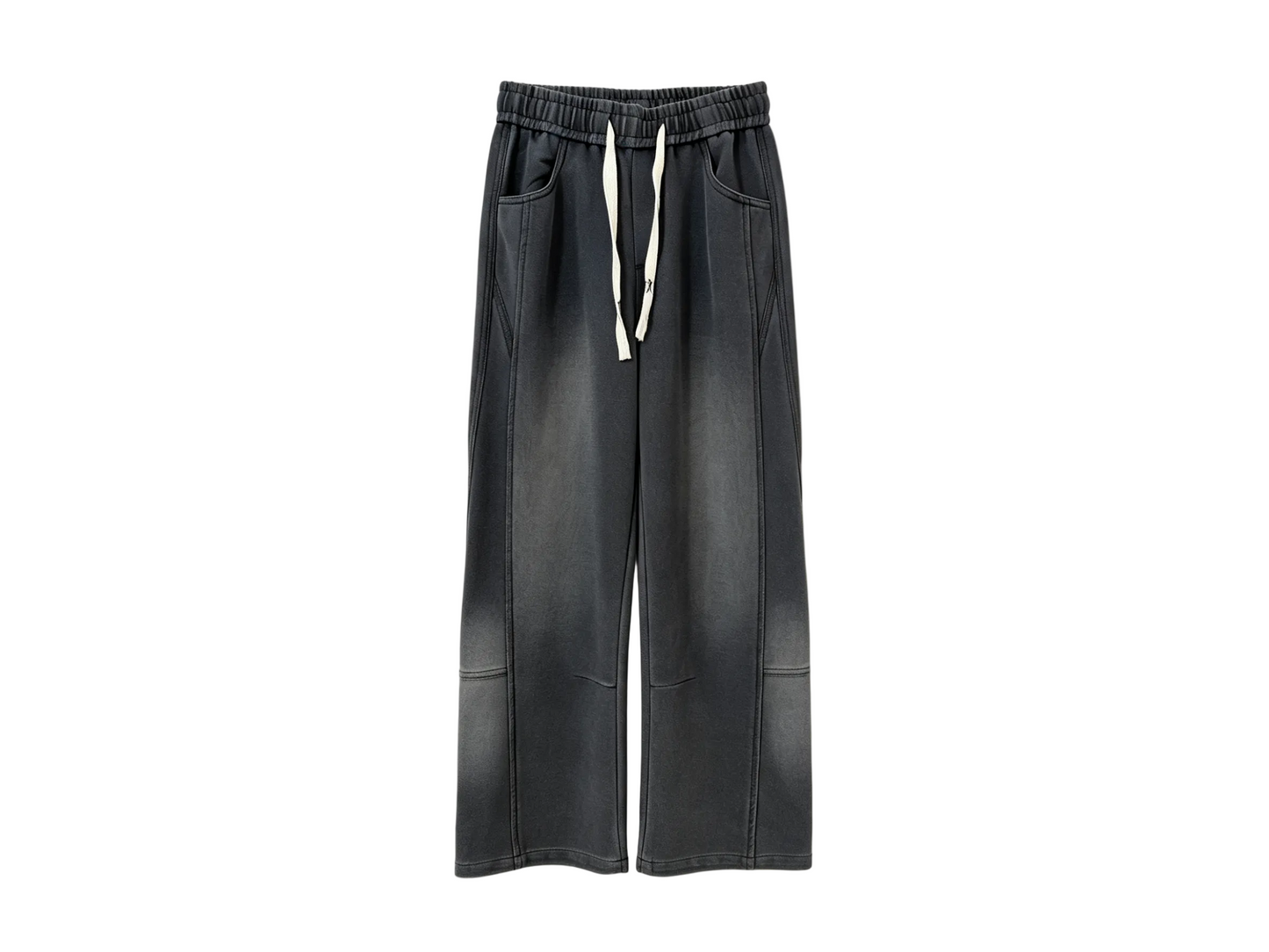 Men’s Washed Black Wide Leg Drawstring Pants