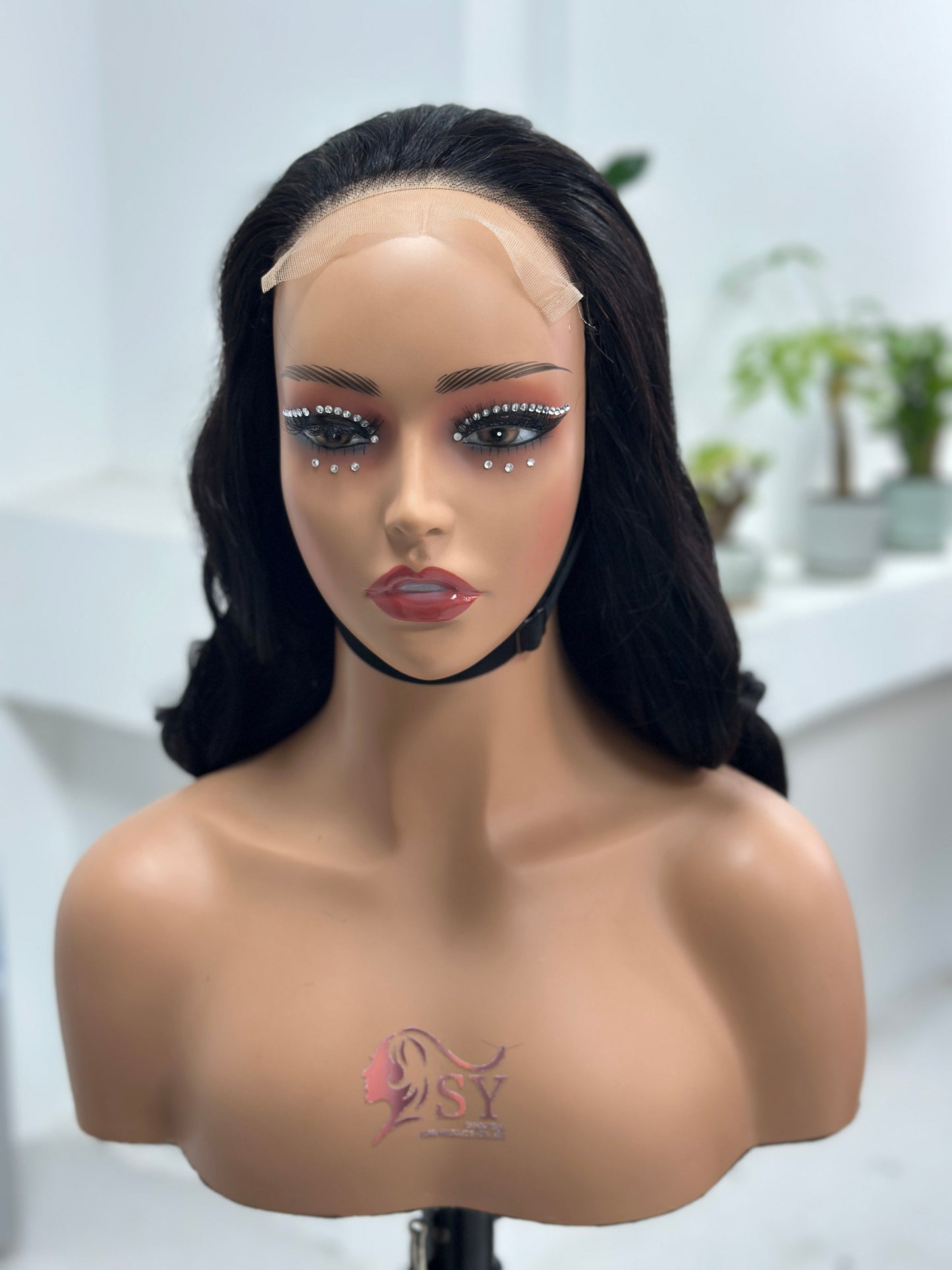 Front view of Worry Freeshop 20 inch natural black retro curl human hair wig