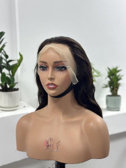 Worry Freeshop dark brown 13x4 lace front human hair wig front view