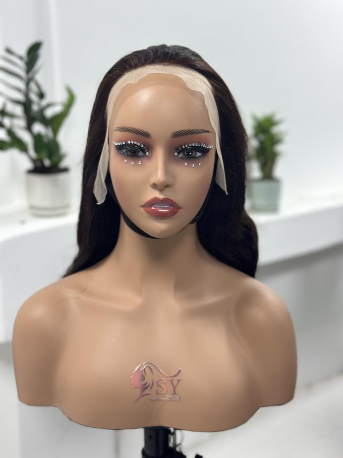 Worry Freeshop espresso brown body wave 13x4 lace front wig front view