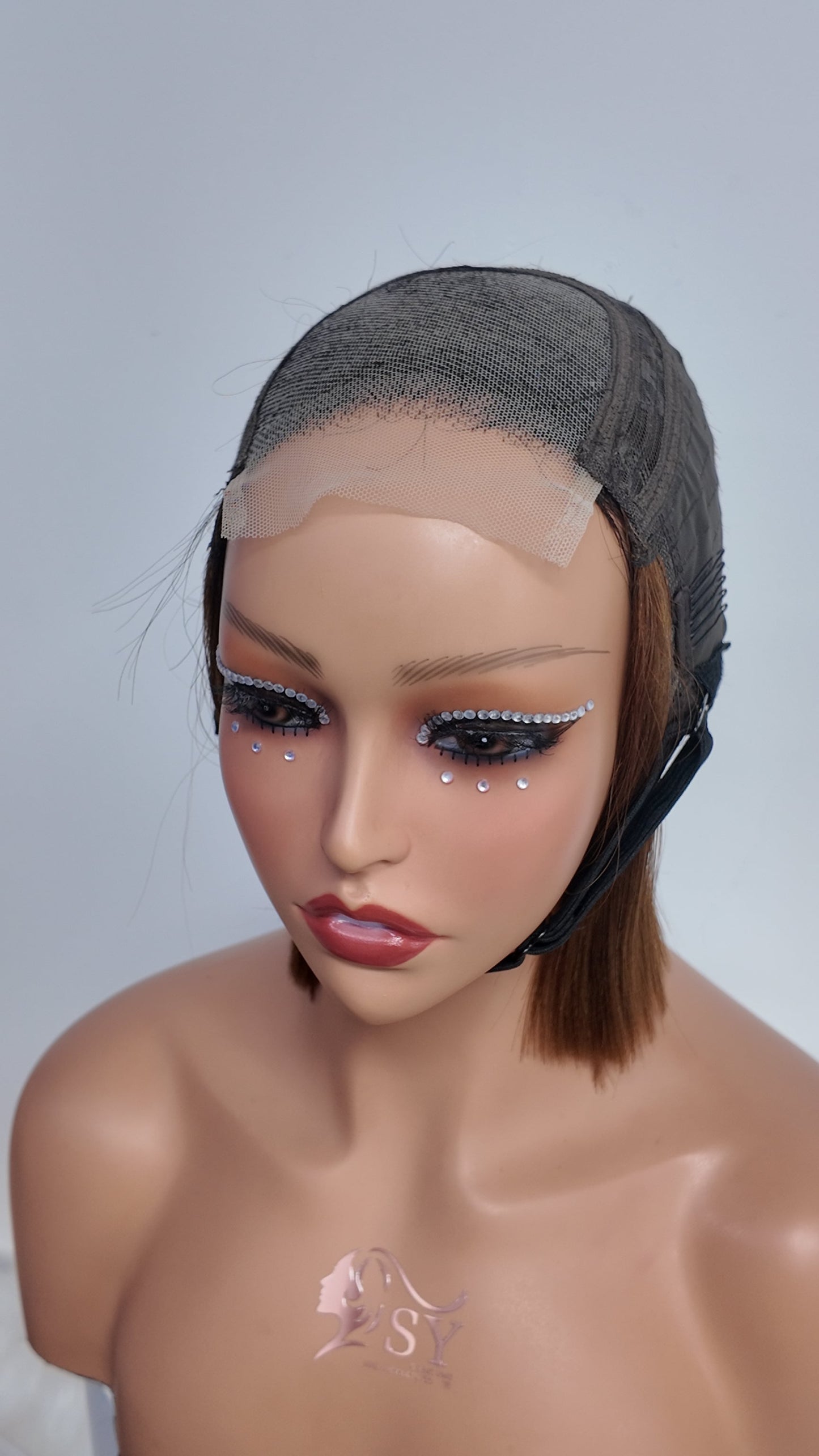 Lace front cap construction of Worry Freeshop highlight bob human hair wig