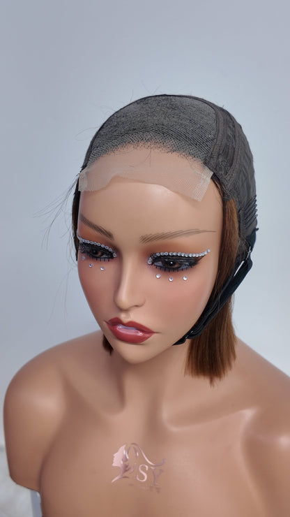 Lace front cap construction of Worry Freeshop highlight bob human hair wig