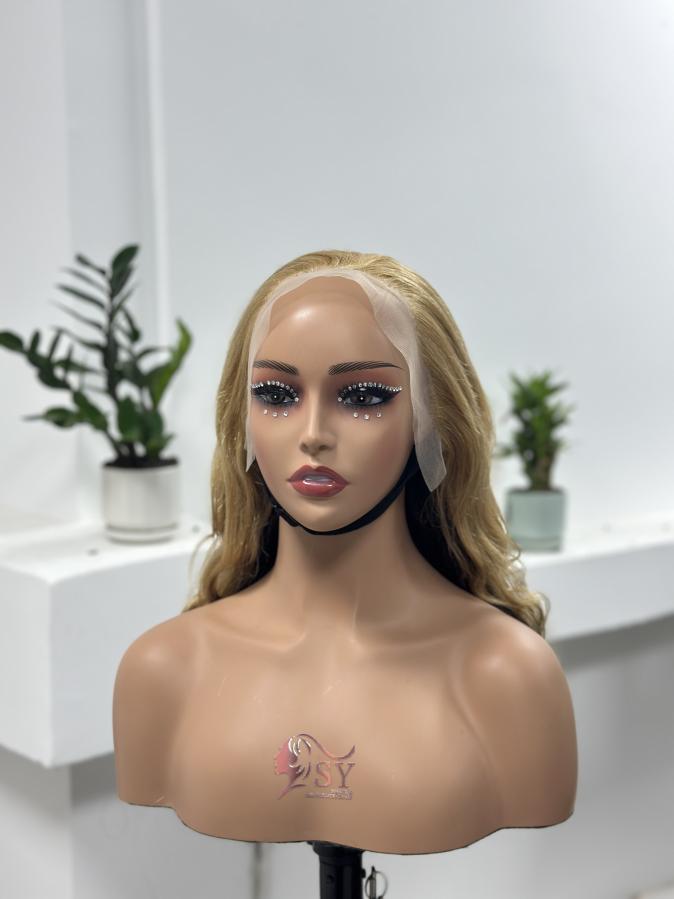 Worry Freeshop honey blonde ombre body wave 13x4 lace front wig front view