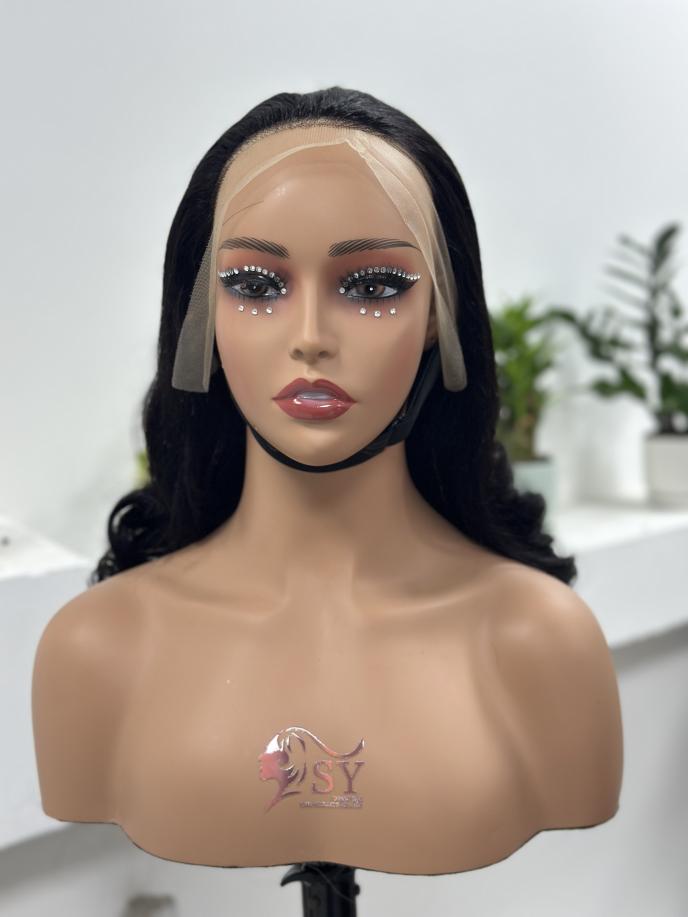 Worry Freeshop natural black body wave 13x4 lace front wig front view