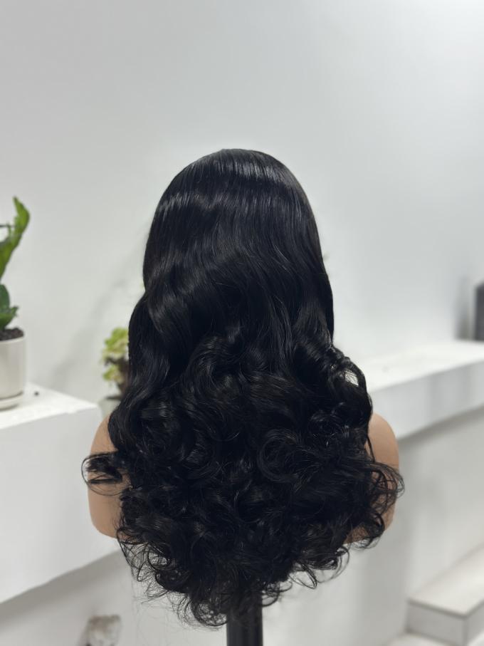 Worry Freeshop natural black body wave lace front wig back view