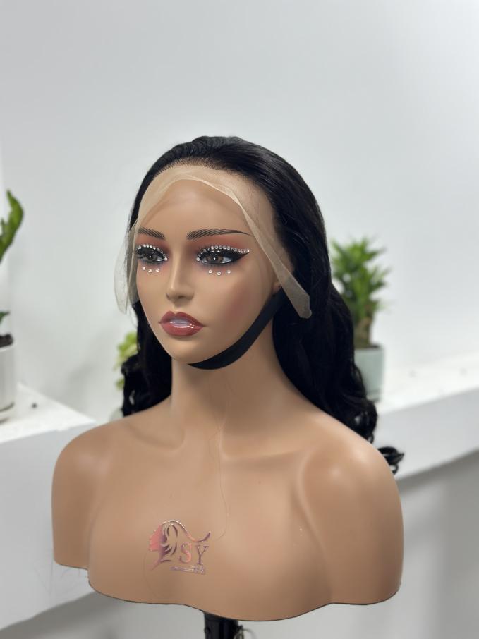 Worry Freeshop natural black 13x4 lace front human hair wig front view