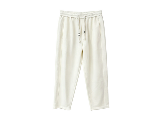 Wholesale cream drawstring straight-leg casual pants with elastic waist
