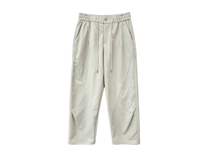 Wholesale light grey curved-seam wide-leg drawstring casual pants
