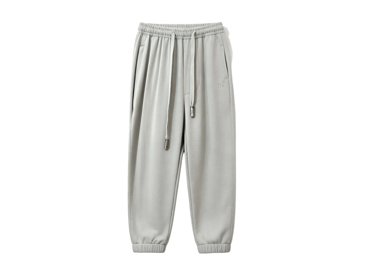 Wholesale light grey tonal embroidered jogger sweatpants with elastic cuffs