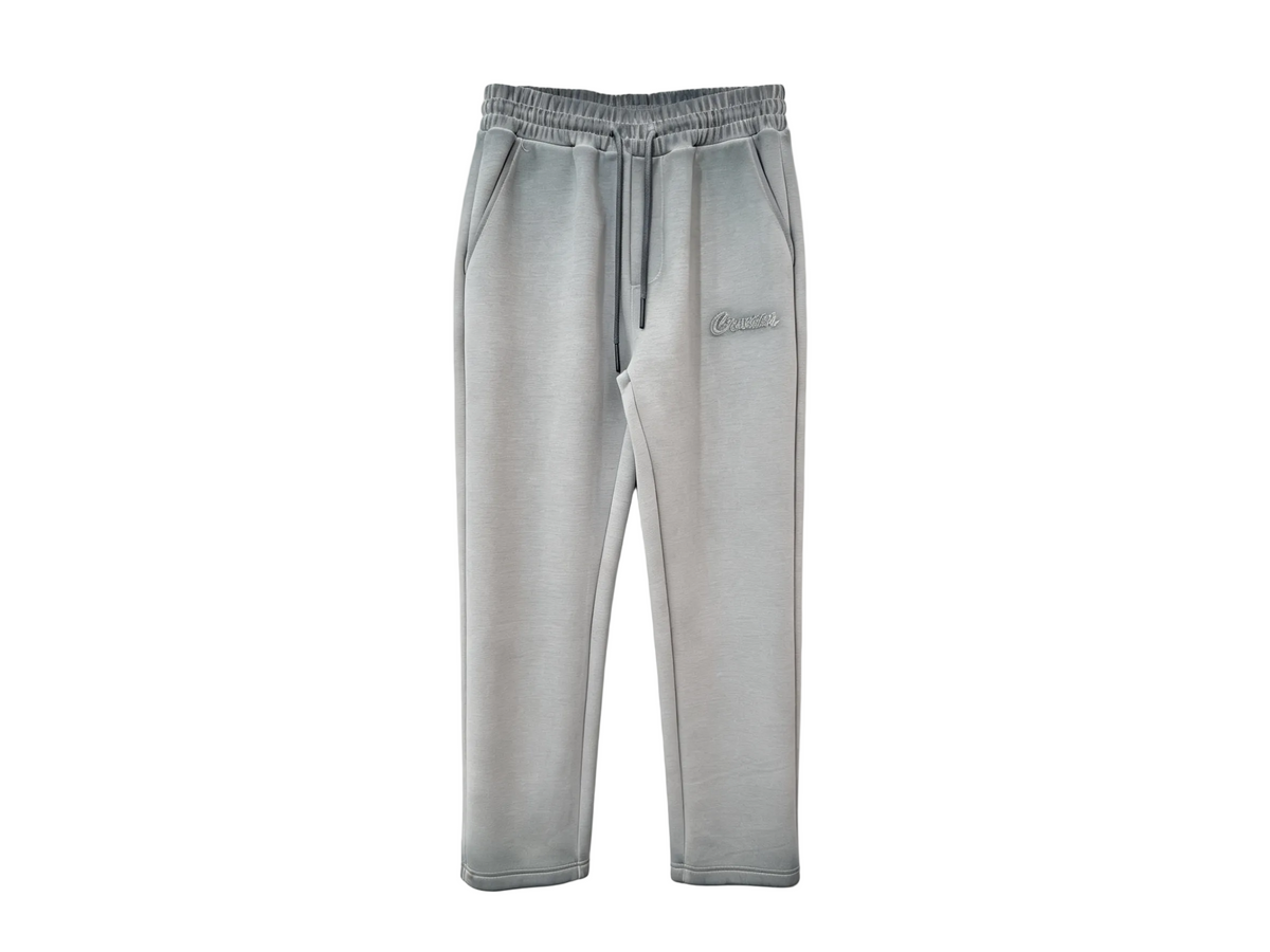 Wholesale light grey embroidered straight-leg sweatpants with drawstring waist