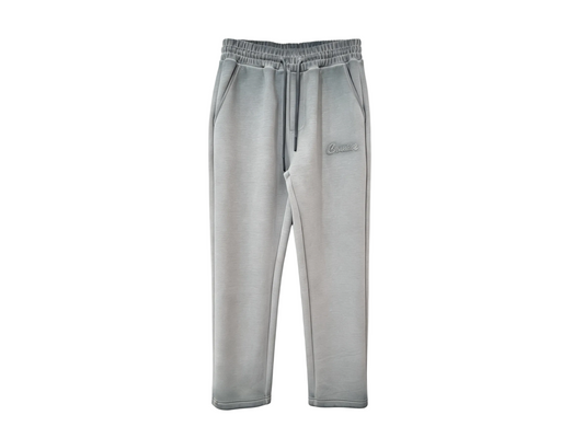 Wholesale light grey embroidered straight-leg sweatpants with drawstring waist