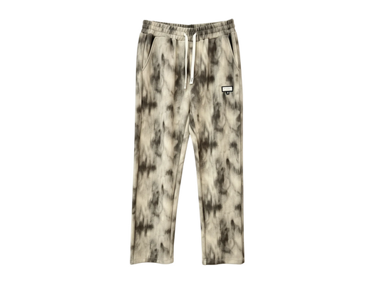 Wholesale grey beige washed tie-dye straight-leg drawstring pants