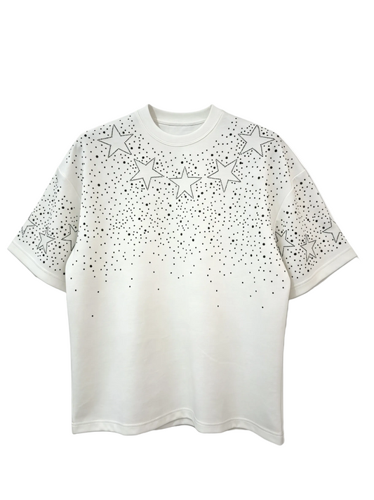 Wholesale White Star Print Streetwear T-Shirt